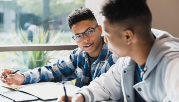 male high school friends studying together