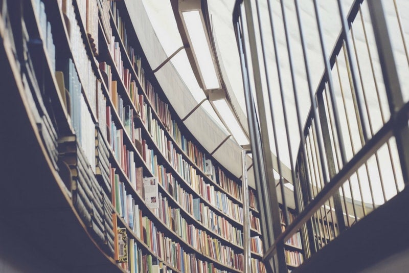 Shelves of Books in a Library