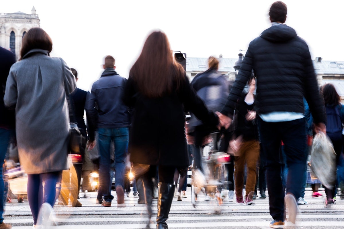 A group of pedestrians in the street