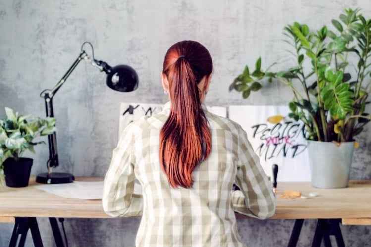 Woman working at home