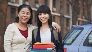 Mother and daughter preparing for college