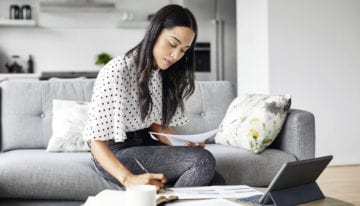 Young woman working from home