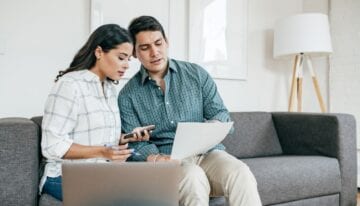 Couple focused on buying insurance