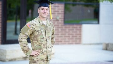 Military student smiling