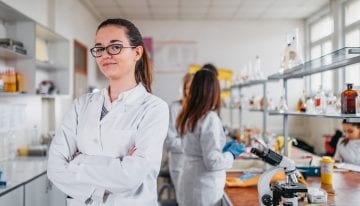 Female student in lab