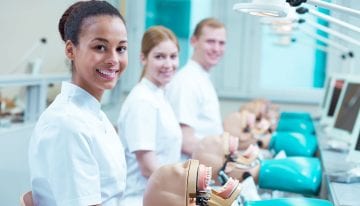 dental students in lab