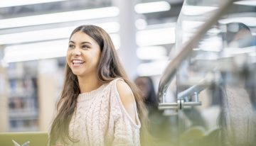 Native American college student smiling