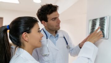 Latin American doctors working at the hospital