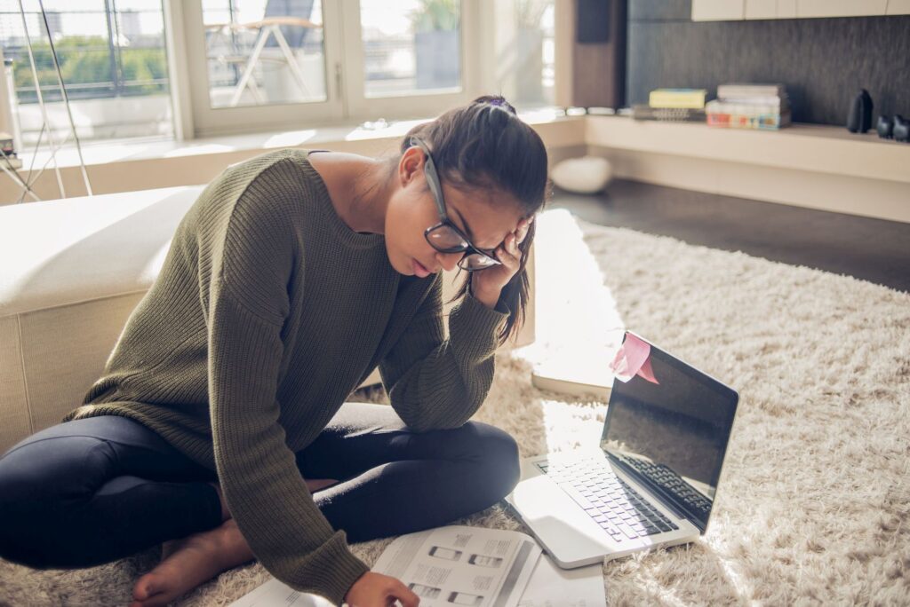 woman researching college tuiton