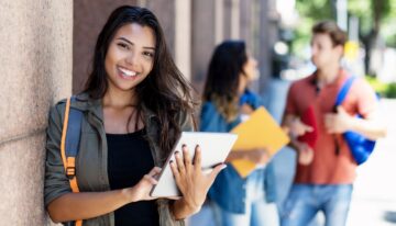 Laughing female hispanic student