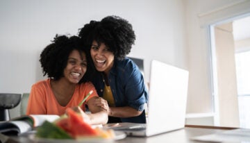 Mother and daughter applying for financial aid for college