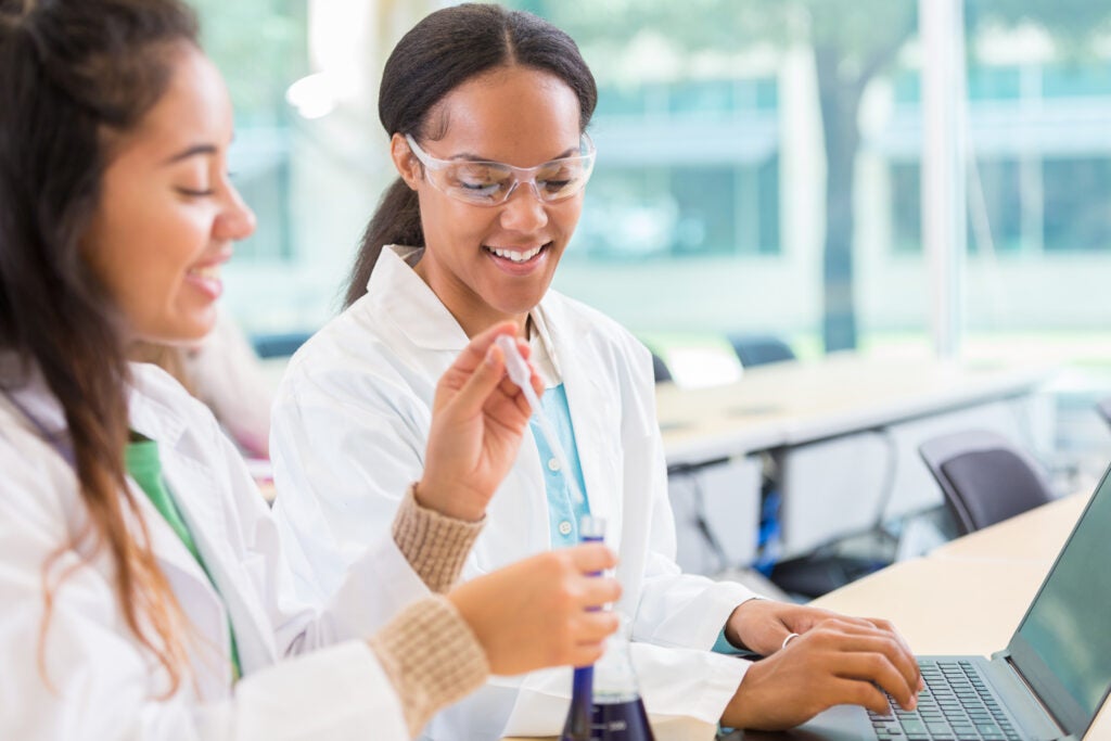 Black student taking a class in her STEM major