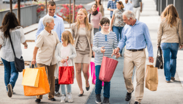 Multigenerational family out shopping.