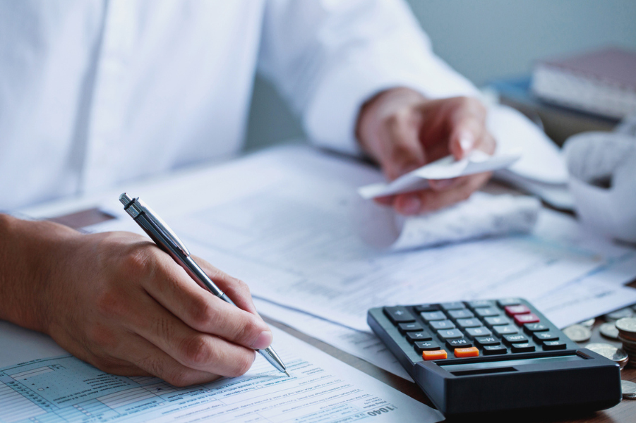 Person doing their taxes.