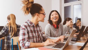 Young females students learning at single gender school